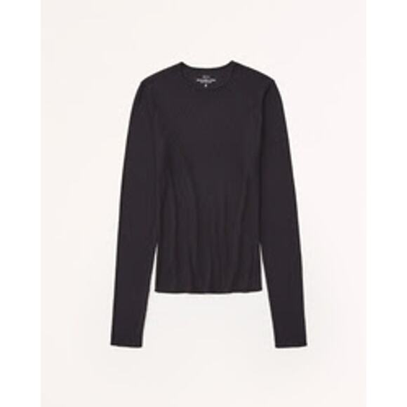 Abercrombie Essential Long-Sleeve Featherweight Rib Tuckable Top GRAY Large - Picture 1 of 4